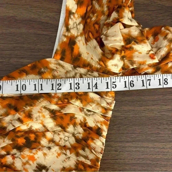 💕Zara Printed Drape Crop Top  Square Neck Orange Floral XS NWOT - Picture 8 of 10